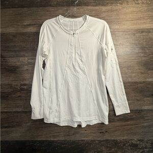 Athleta White Fitted Half Zip Long Sleeve Tee